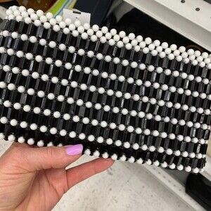 BAGTONE BLACK AND WHITE BEADED CLUTCH GREAT FOR THE HOLIDAYS 💃🏻🎄🥂